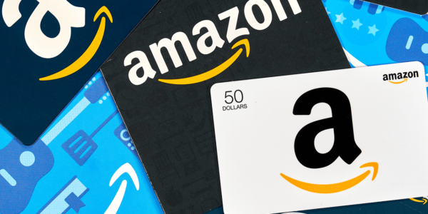 A picture of a $50 amazon gift card